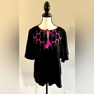 Black Top with Purple Design